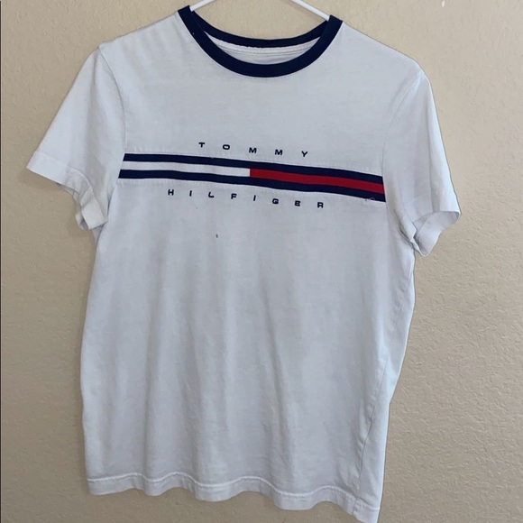 Tommy Hilfiger Stripe Signature Logo T-Shirt - Picture 1 of 2
